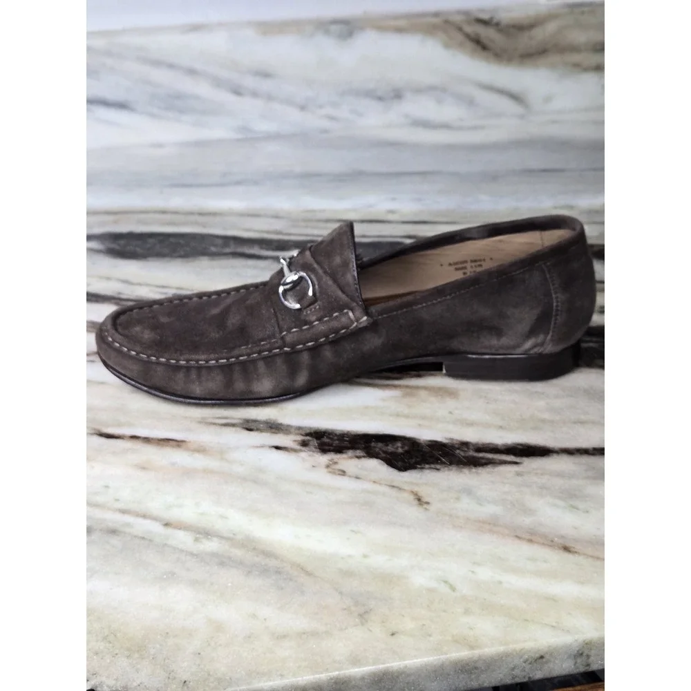 Peter Huber Horsebit Buckle Chocolate Suede Loafers Men's size 11‎
